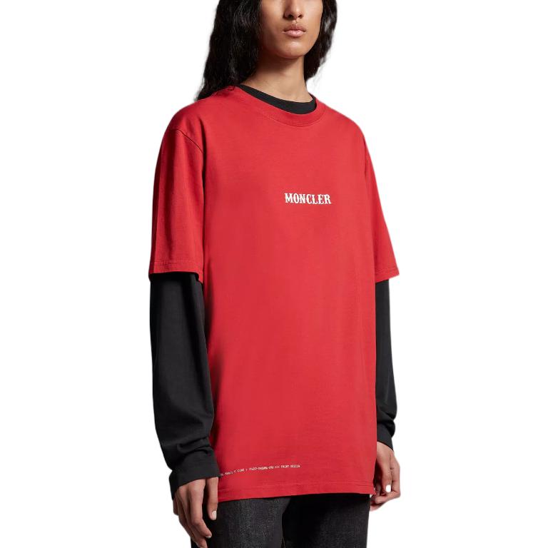 Moncler FW22 Red Logo Print Unisex Casual T-Shirt. H209U8C00003M235345R 圖 5