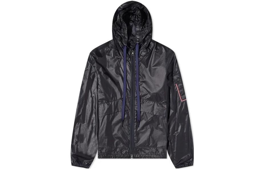 Moncler FW22 Reflective Logo Drawstring Hooded Jacket Black 1A00138539MC742
