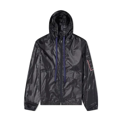Moncler FW22 Reflective Logo Drawstring Hooded Jacket Black 1A00138539MC742