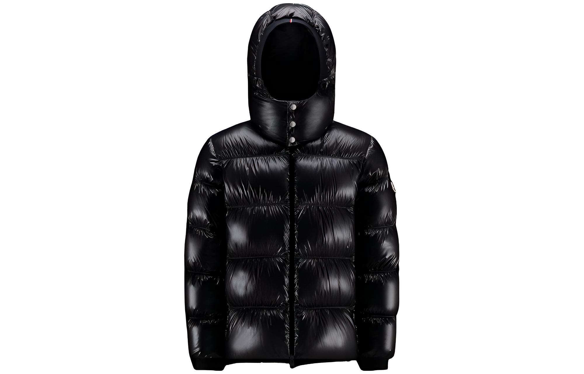 Moncler FW22 Rizaba Glossy Hooded Down Jacket Unisex Black H20911A002745963V999