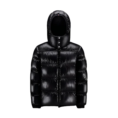 Moncler FW22 Rizaba Glossy Hooded Down Jacket Unisex Black H20911A002745963V999