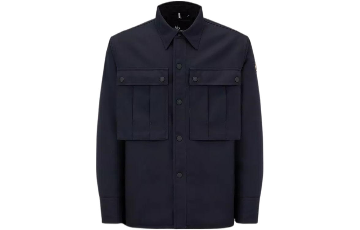 Moncler FW22 Solid Button-Up Shirt Jacket Navy Blue () H20971A0001957316742