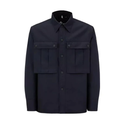 Moncler FW22 Solid Button-Up Shirt Jacket Navy Blue () H20971A0001957316742