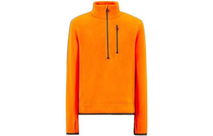 Moncler FW22 Solid Color Zip Pullover Long Sleeve Sweatshirt Orange () H20978G0002980093318