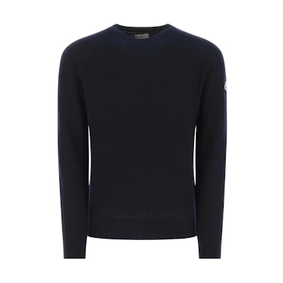 Moncler FW22 Solid Crewneck Wool Sweater Navy Blue 9C00030M1900750