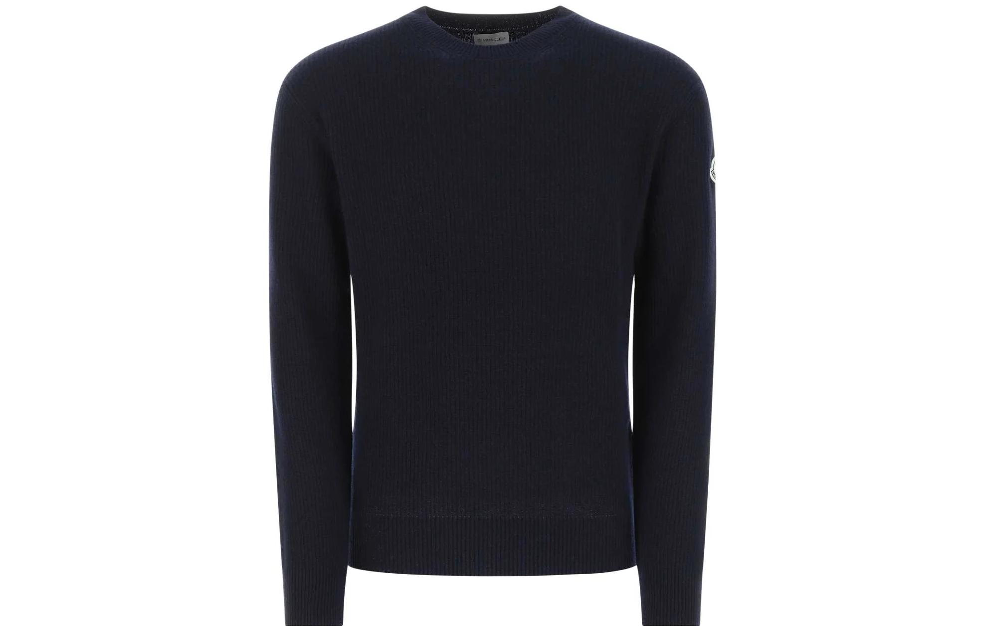 Order モンクレール FW22 ソリッドクルーネック ウールセーター ネイビーブルー 9C00030M1900750