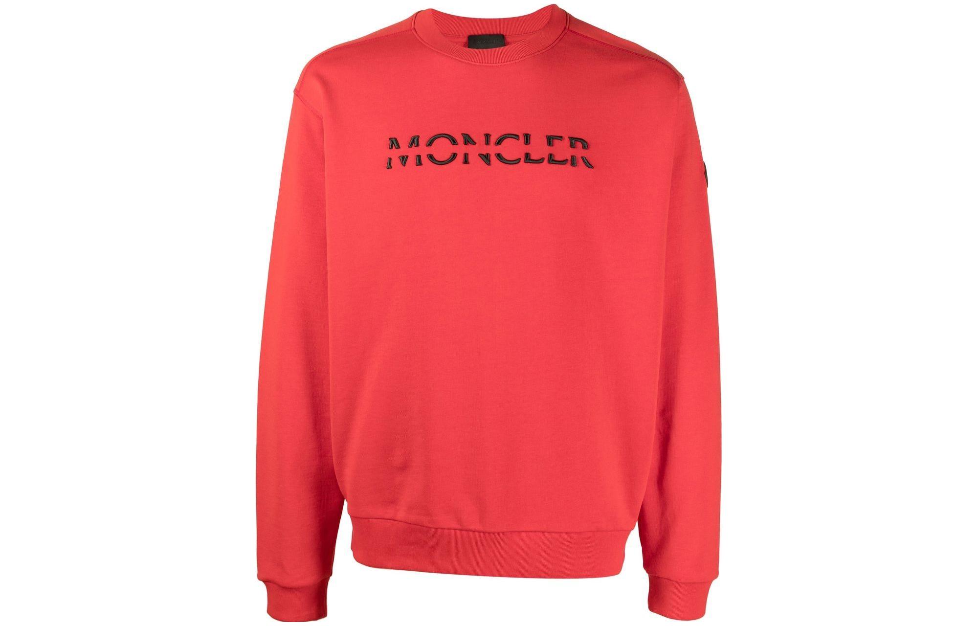 Moncler FW22 Solid Logo Embroidered Crewneck Sweatshirt Red () H20918G00010809KR463