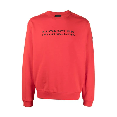 Moncler FW22 Solid Logo Embroidered Crewneck Sweatshirt Red () H20918G00010809KR463
