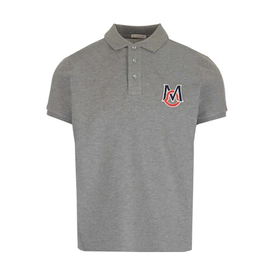 Moncler FW22 Solid Logo Patch Short Sleeve Polo Shirt Grey (). G20918A0001584556984