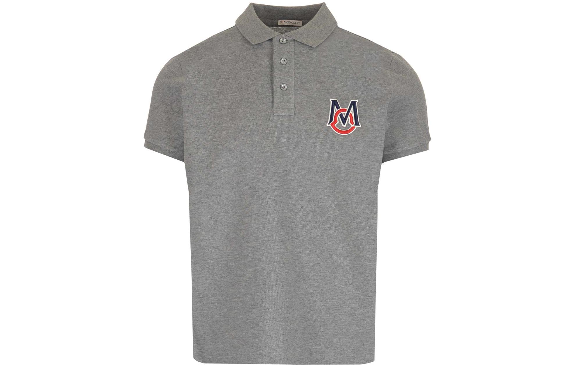 Order Moncler FW22 Solid Logo Patch Short Sleeve Polo Shirt Grey (). G20918A0001584556984