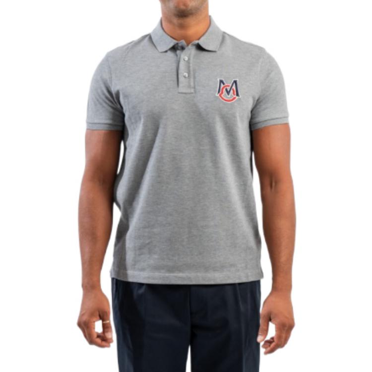 Shop Moncler FW22 Solid Logo Patch Short Sleeve Polo Shirt Grey (). G20918A0001584556984