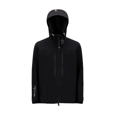 Moncler FW22 Solid Logo Print Hooded Zip Jacket Black H20971A00013595TJ999