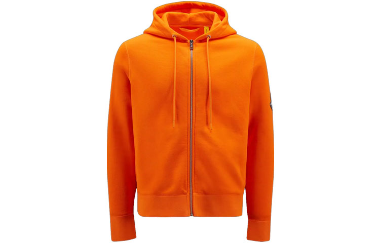 Moncler FW22 Solid Logo Zip Hoodie Orange H20928G00010809KX318