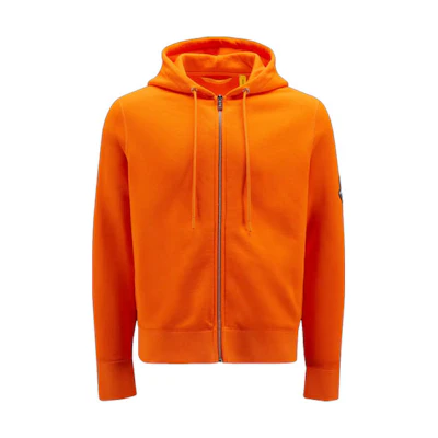 Moncler FW22 Solid Logo Zip Hoodie Orange H20928G00010809KX318