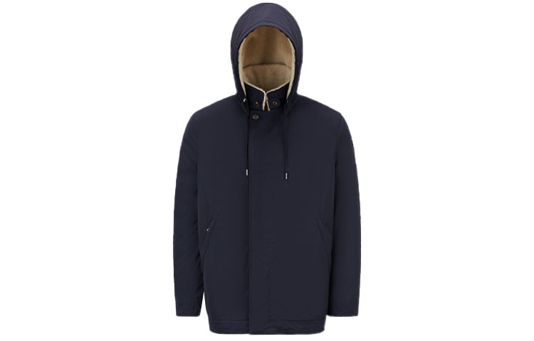 Moncler FW22 Solid Single-Breasted Detachable Hood Jacket Blue Mens H20911A0024957540742