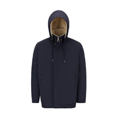 Moncler FW22 Solid Single-Breasted Detachable Hood Jacket Blue Mens H20911A0024957540742