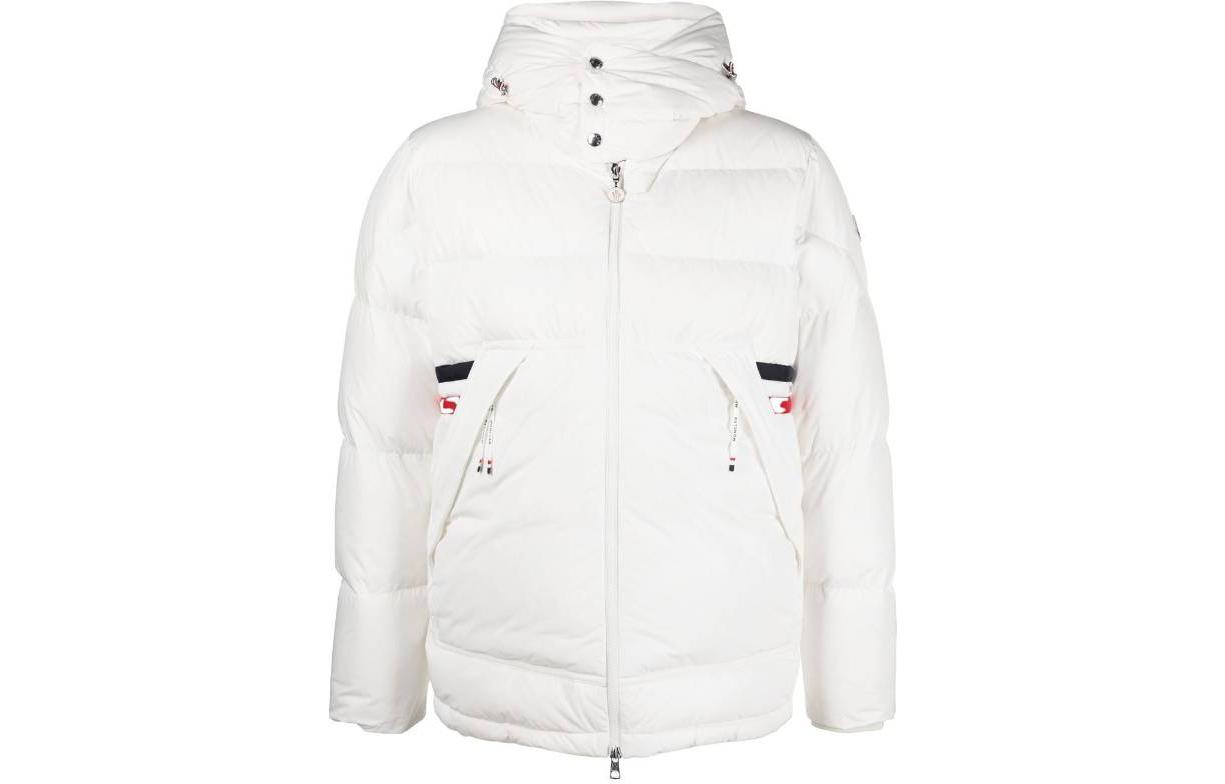 Moncler FW22 Striped Colorblock Down Hooded Jacket White Mens H20911A0014354A91034 圖 2