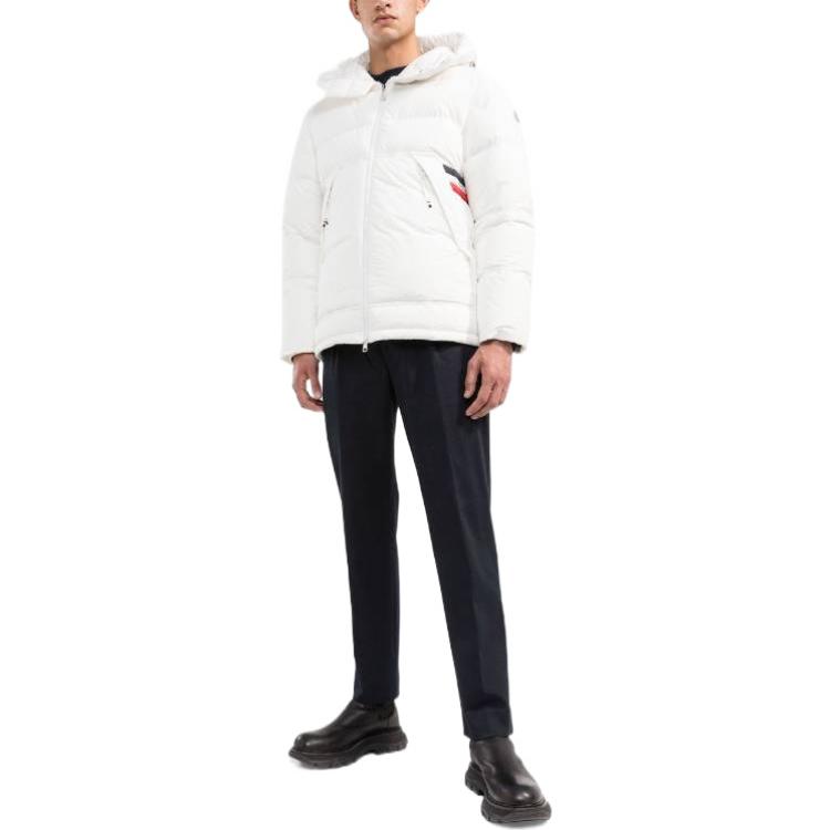 Moncler FW22 Striped Colorblock Down Hooded Jacket White Mens H20911A0014354A91034 圖 3