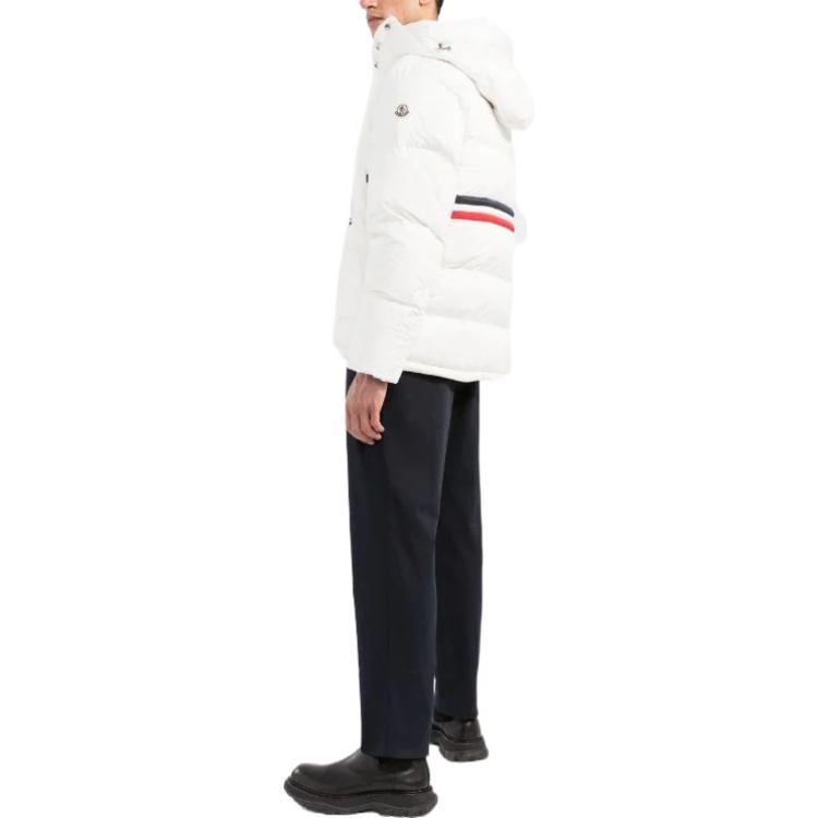 Moncler FW22 Striped Colorblock Down Hooded Jacket White Mens H20911A0014354A91034 圖 4