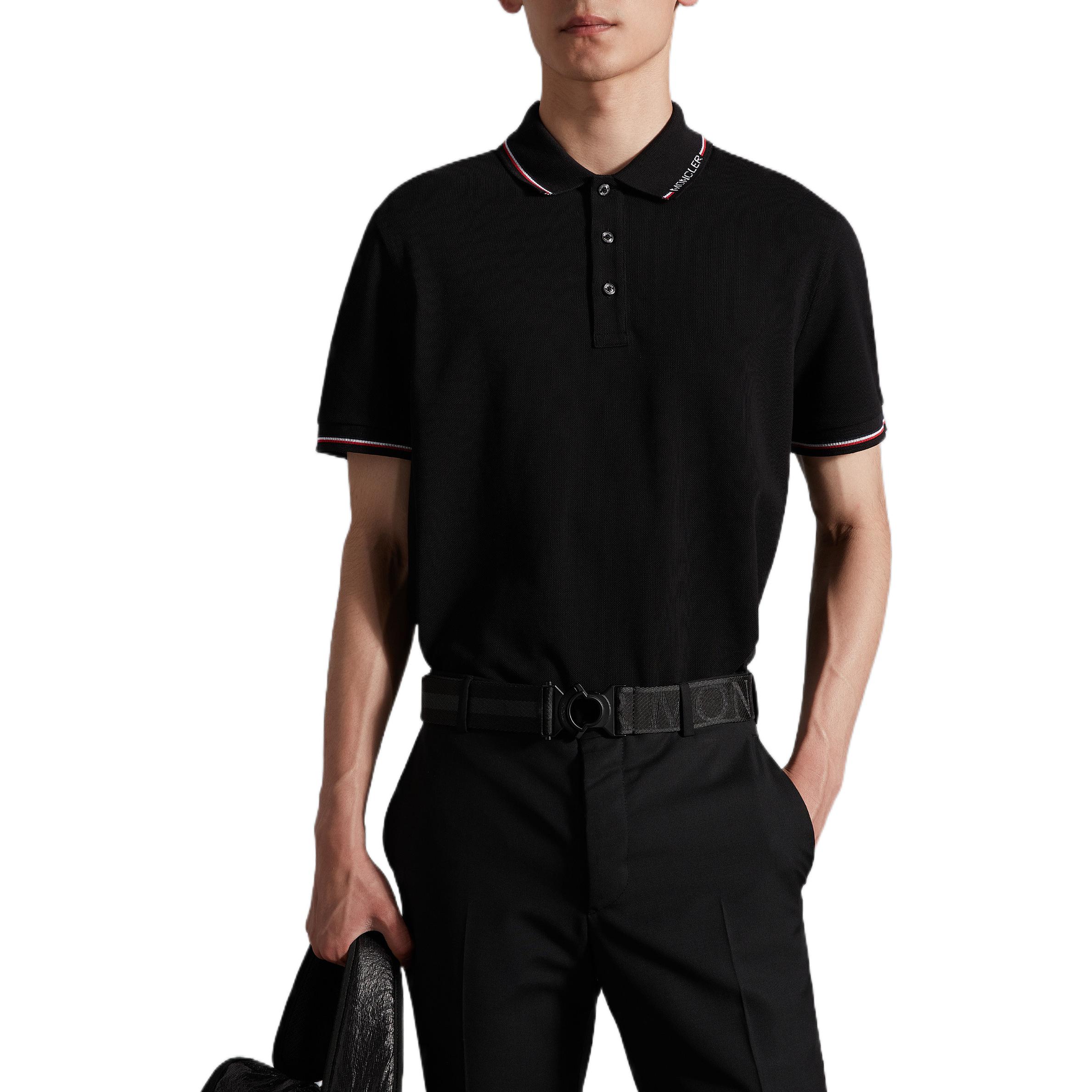 Moncler FW22 Striped Logo Short-Sleeve Polo Shirt Men’s Black. H20918A0001284556999 圖 4