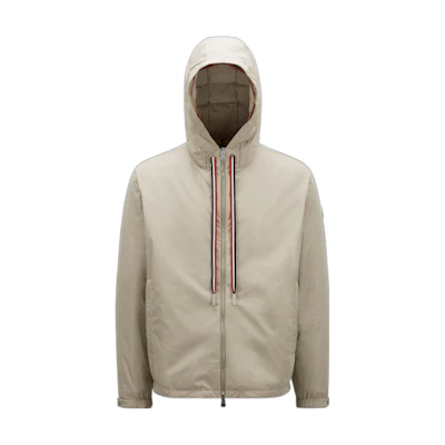 Moncler FW22 Striped Rope Badge Hooded Short Down Jacket Men’s Off-White I10911A0006754A9120L