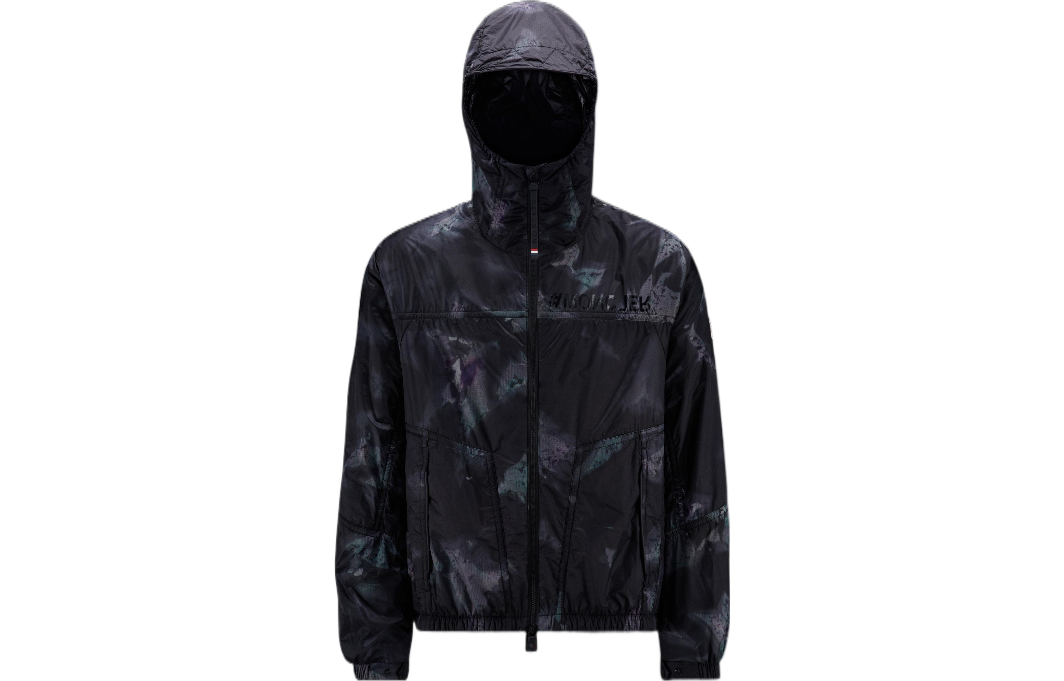Moncler FW22 Tie-Dye Printed Zip-Up Hoodie Jacket Dark Grey H20971A0001759646F98