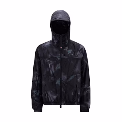 Moncler FW22 Tie-Dye Printed Zip-Up Hoodie Jacket Dark Grey H20971A0001759646F98