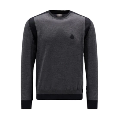 Moncler FW22 Two-Tone Patch Long-Sleeve Pullover Sweater Grey Men’s. H20919C00021M1180989