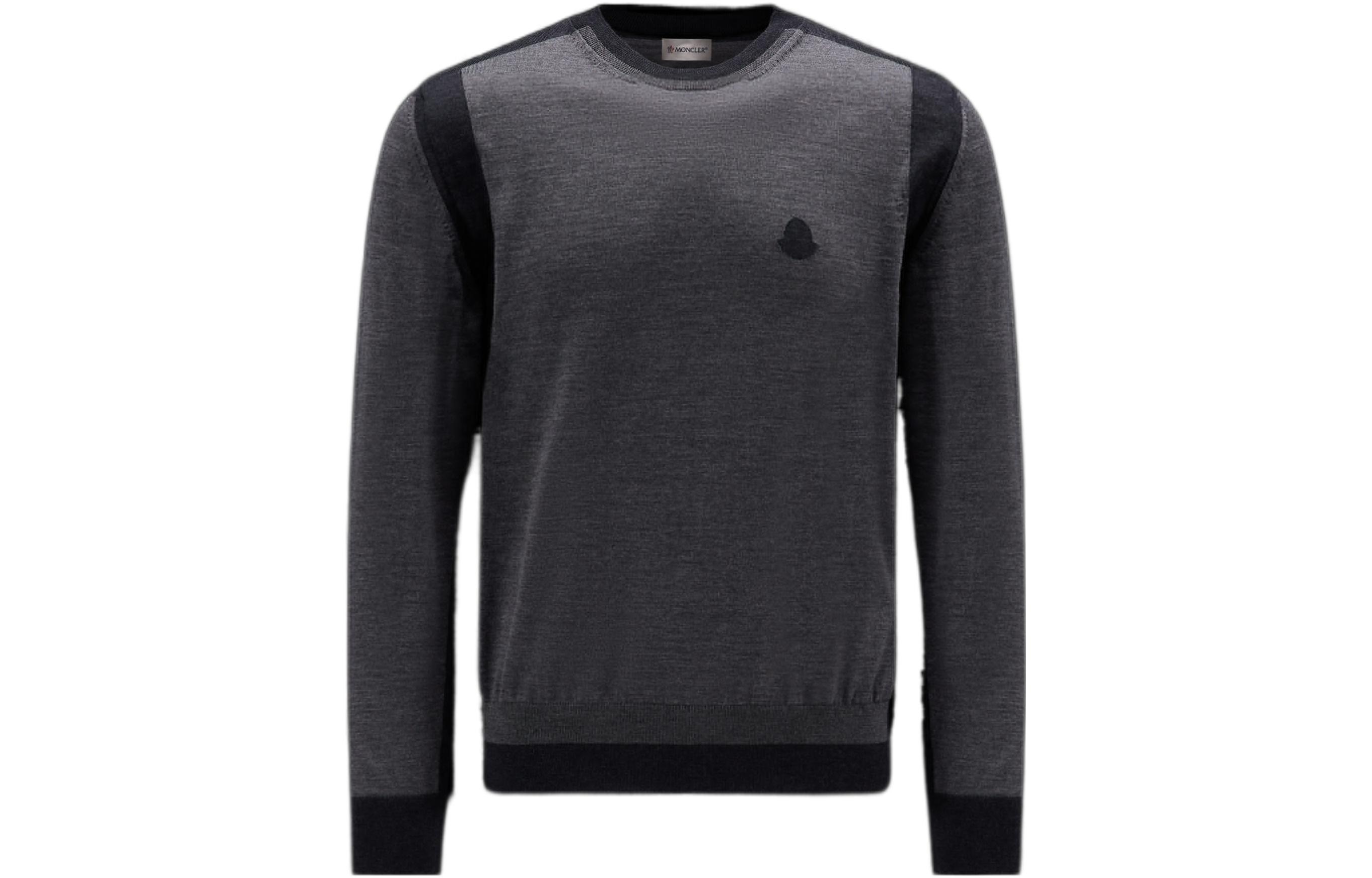 Order 몽클레르 FW22 투톤 패치 롱슬리브 풀오버 스웨터 그레이 남성용. H20919C00021M1180989