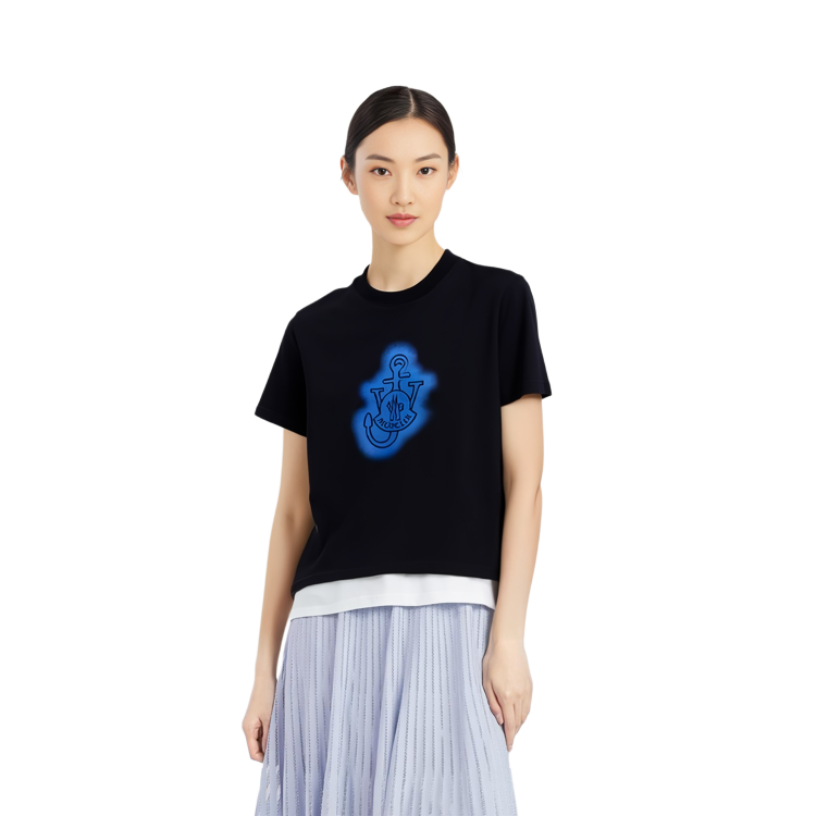 Moncler FW22 Unisex Navy Graphic Printed Crewneck T-Shirt. H209E8C00005829JS778 圖 8