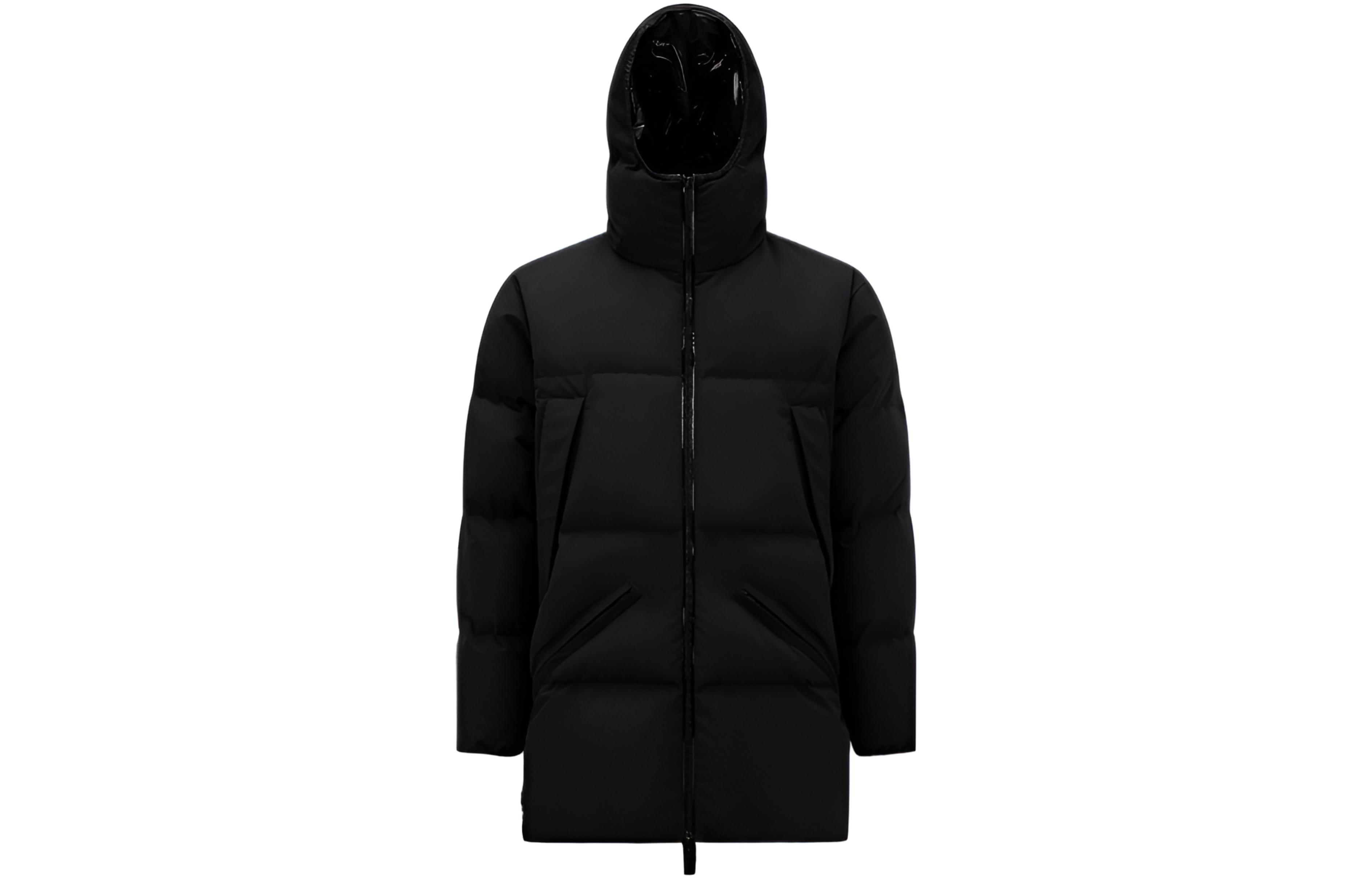 Moncler FW22 Washiba Black Down Jacket  Long Sleeve with Logo Print. H20911C0002757843999