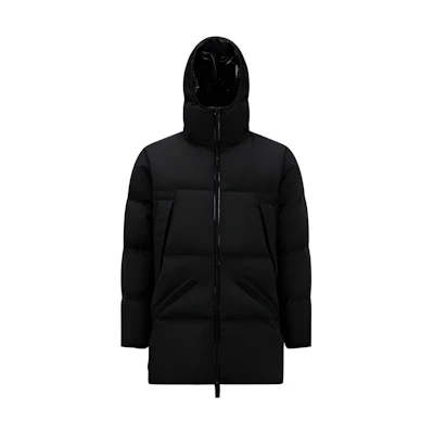 Moncler FW22 Washiba Black Down Jacket Long Sleeve with Logo Print. H20911C0002757843999