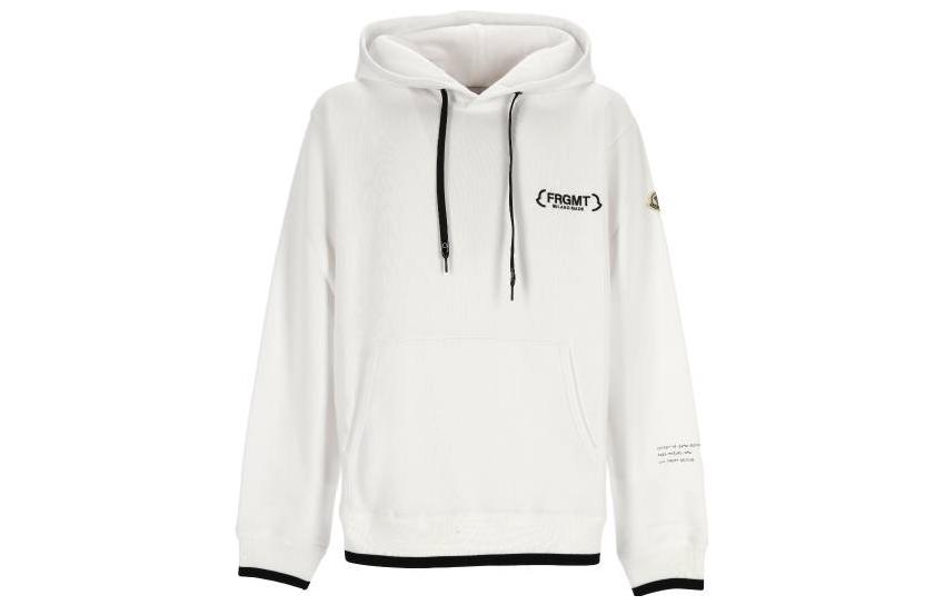 Moncler FW22 White  Pullover Hoodie with Letter Print and Drawstring. 8G00002M2372001