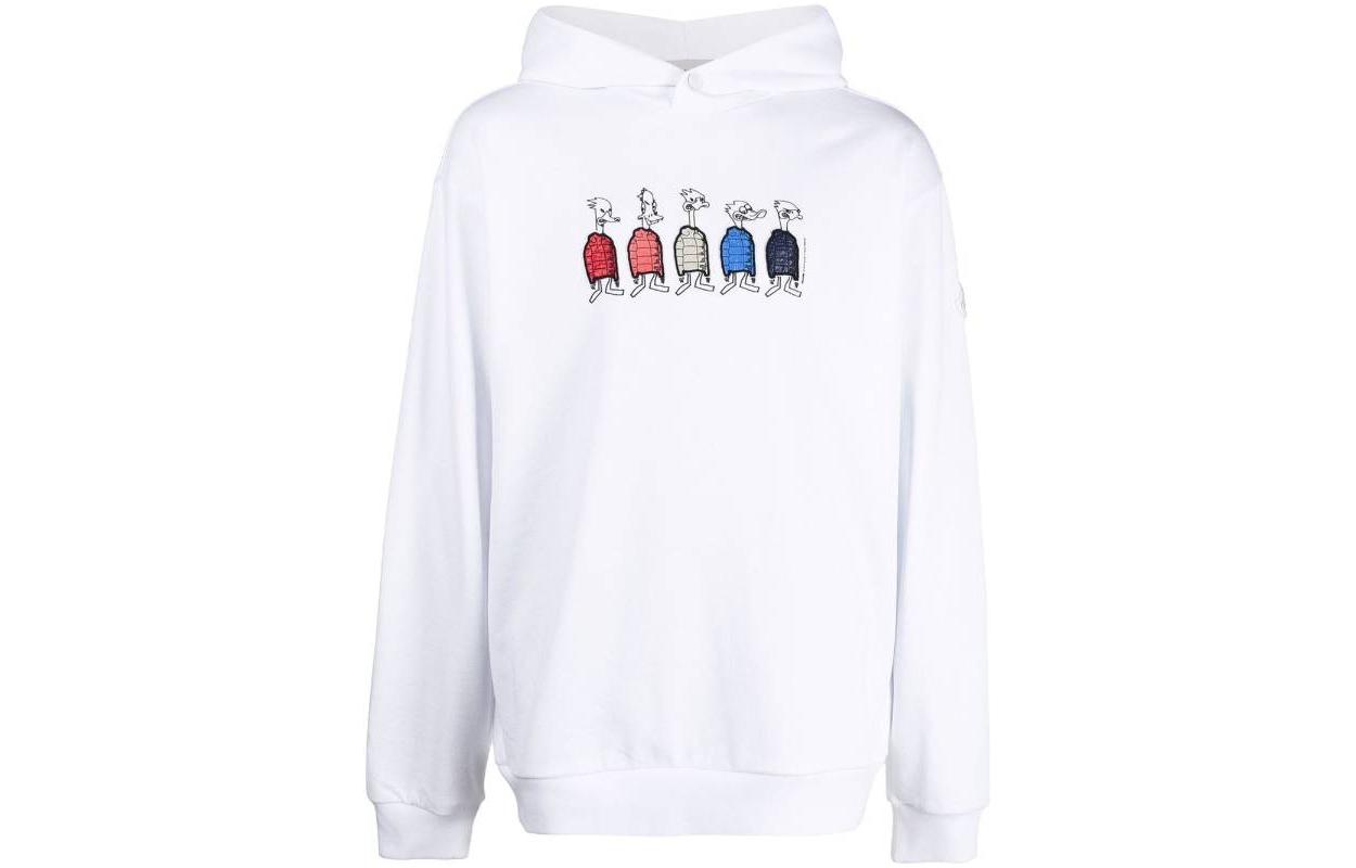 Order Sudadera Blanca Moncler FW22 con Gráfico de Pato Dibujado y Manga Larga. H20918G00038809KR001
