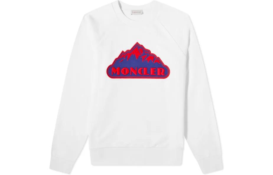 Moncler FW22 White Crewneck Sweatshirt with Logo Print 8G77100-8098U-034