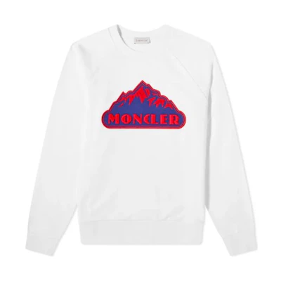 Moncler FW22 White Crewneck Sweatshirt with Logo Print 8G77100-8098U-034