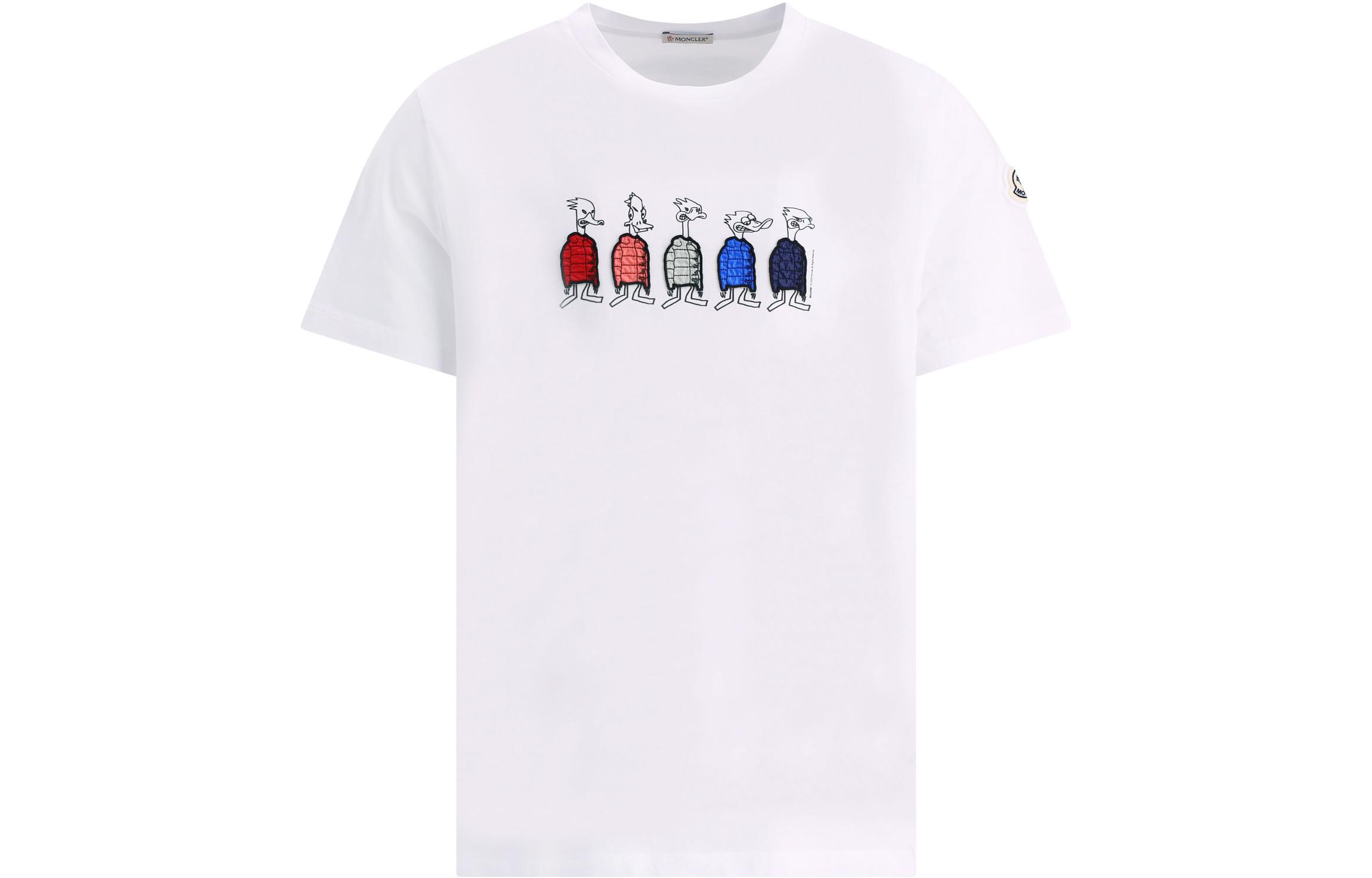 Moncler FW22 White Graphic Crewneck Short Sleeve T-Shirt 8C00029829H8001