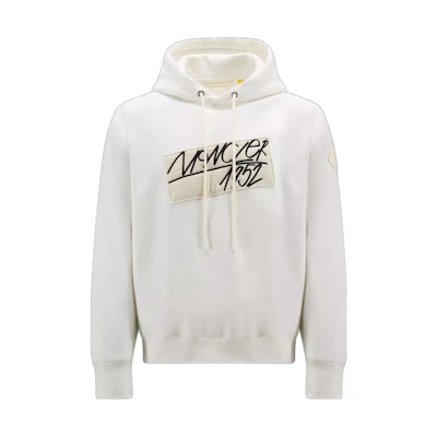 Moncler FW22 White Letter Logo Patch Graphic Hoodie Long Sleeve. H20928G00012809KX034