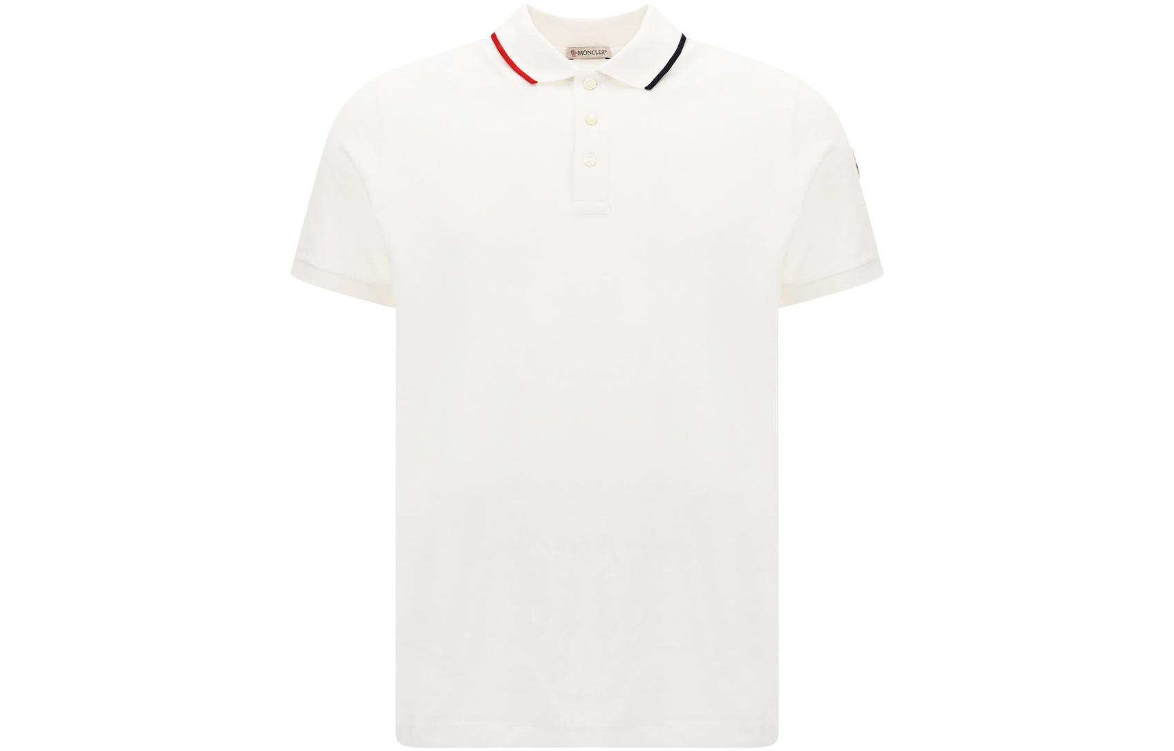 Moncler FW22 White Polo Shirt with Contrasting Trim 8A00013899US001