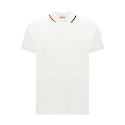 Moncler FW22 White Polo Shirt with Contrasting Trim 8A00013899US001