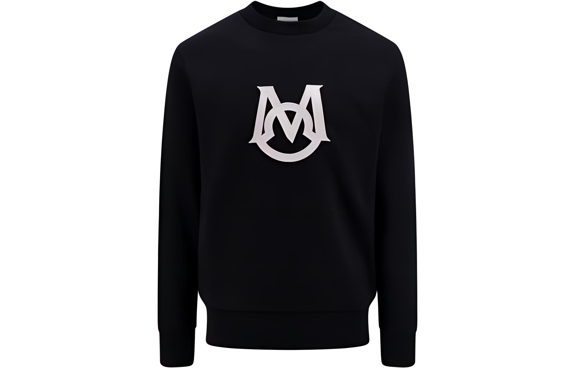 Moncler FW23  Black Cotton Logo Crewneck Long Sleeve Sweatshirt 8G0000189A2L999