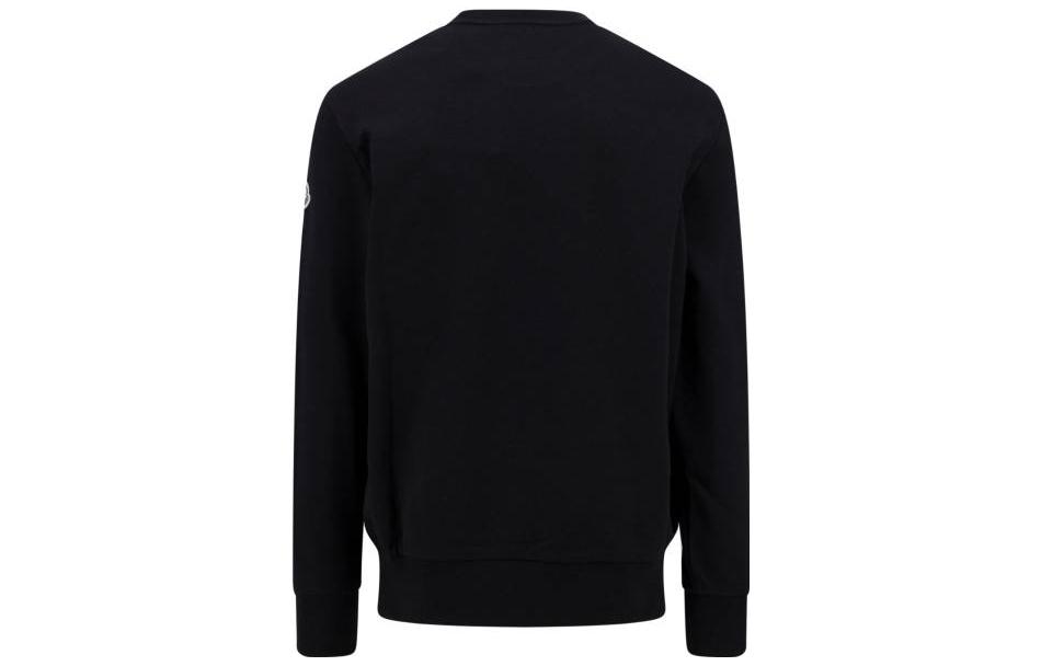 Lookbook モンクレール FW23 ブラック コットン ロゴ クルーネック 長袖 スウェットシャツ 8G0000189A2L999