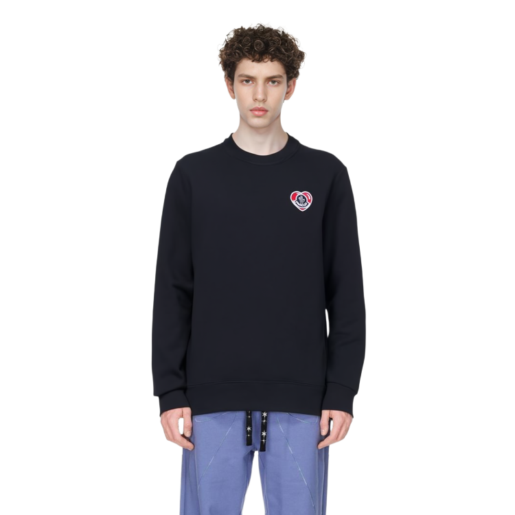 Sizing Moncler FW23 黑色標誌圓領長袖上衣 素色款式。 8G00043899V4999