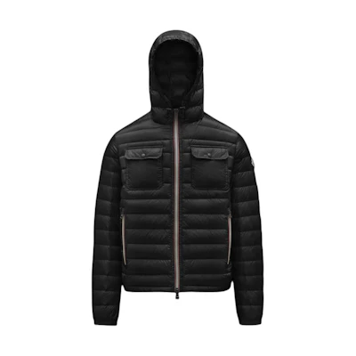 Moncler FW23 Black Solid Color Puffer Jacket with Hood and Zipper. G10911A1080053279999