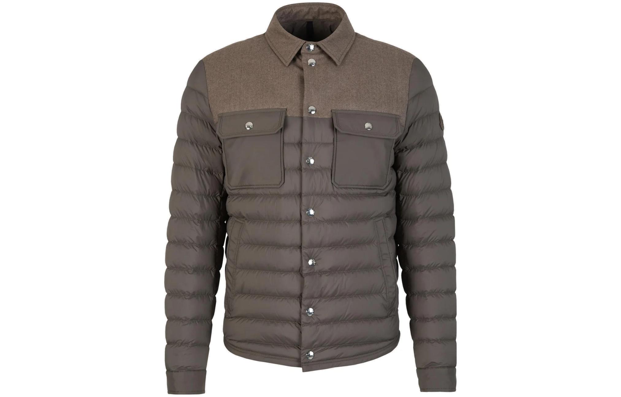 Moncler FW23  Brown Slim Fit Puffer Jacket with Collar and Long Sleeves 1A00188596K7827