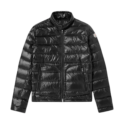 Moncler FW23 Acorus Shiny Black Loose Fit Zip Jacket for Men I2-091-1A10600-53029-999