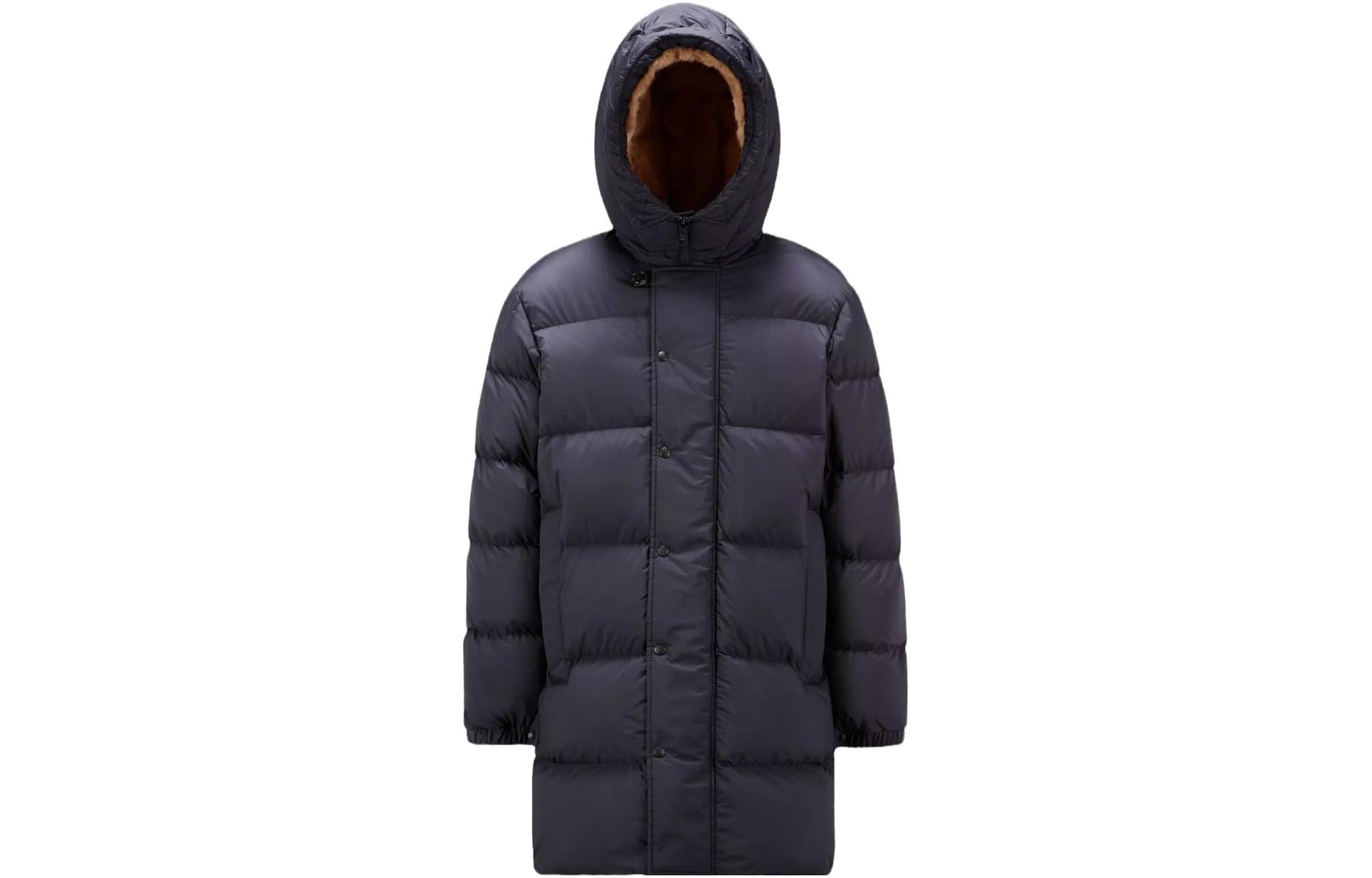 Moncler FW23 Alagon Long Hooded Down Jacket Navy Blue Mid-Length Coat I20911C000085968E742