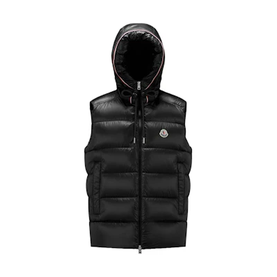 Moncler FW23 Black Ski Season Hooded Vest with Adjustable Drawstring Unisex. I20911A00046595ZZ999