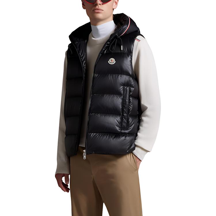 Purchase Moncler FW23 黑色滑雪季節連帽背心可調節抽繩男女款式。 I20911A00046595ZZ999