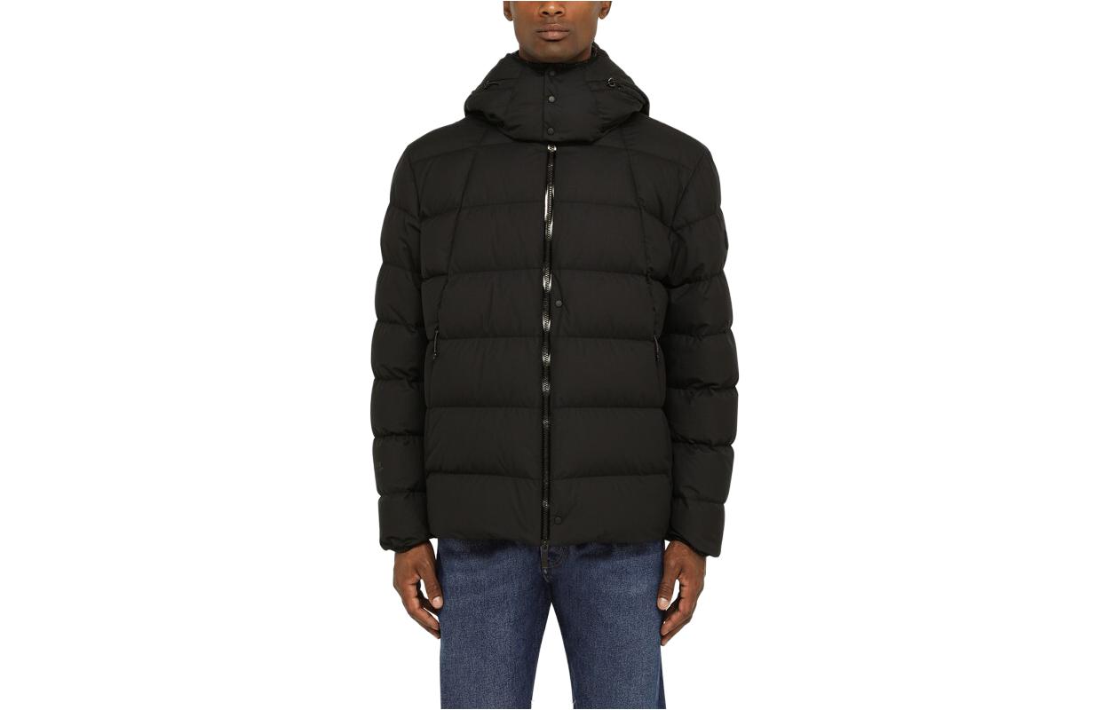 Moncler FW23 Black Solid Color Hooded Down Jacket 1A000415958J999